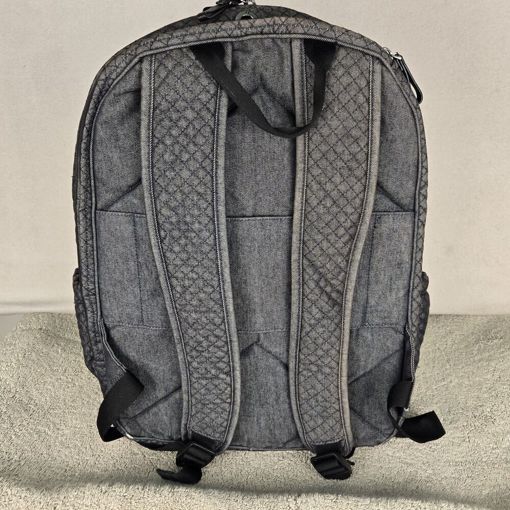 Vera Bradley Iconic Campus Backpack Denim Gray Quilted Laptop School Bag College - Picture 2 of 10